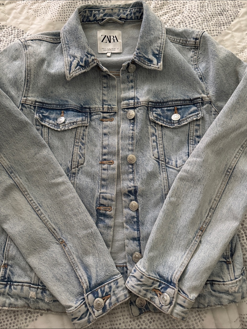 Zara Light Blue Washed Denim Jacket